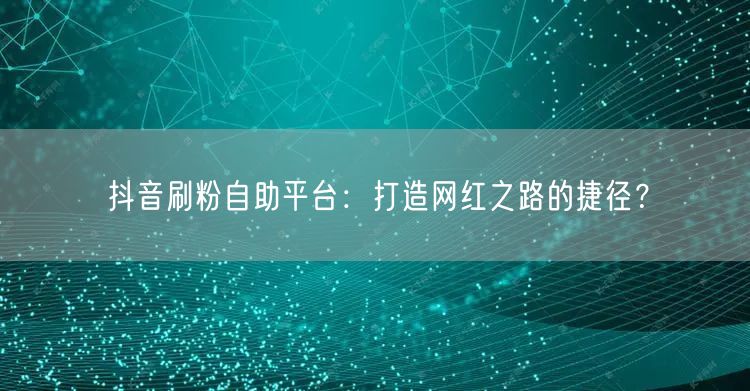 抖音刷粉自助平台：打造网红之路的捷径？