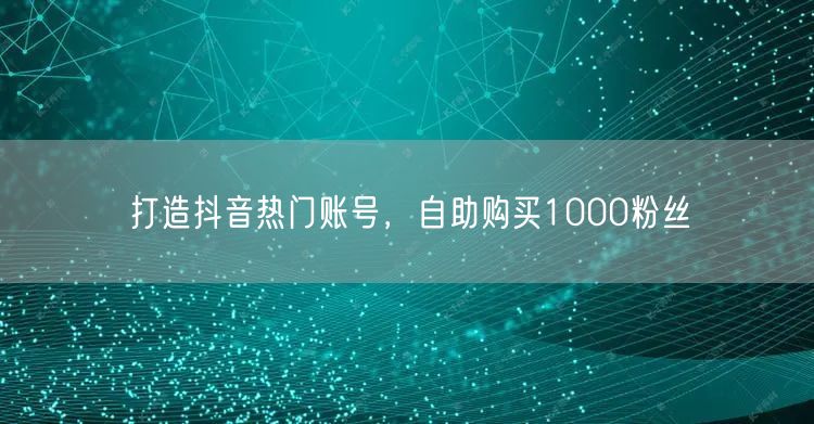 打造抖音热门账号，自助购买1000粉丝