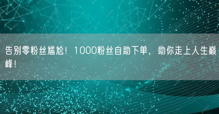 告别零粉丝尴尬！1000粉丝自助下单，助你走上人生巅峰！
