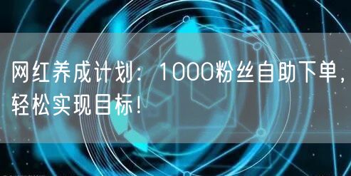 网红养成计划：1000粉丝自助下单，轻松实现目标！