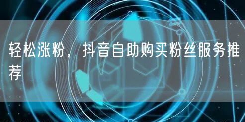 轻松涨粉，抖音自助购买粉丝服务推荐