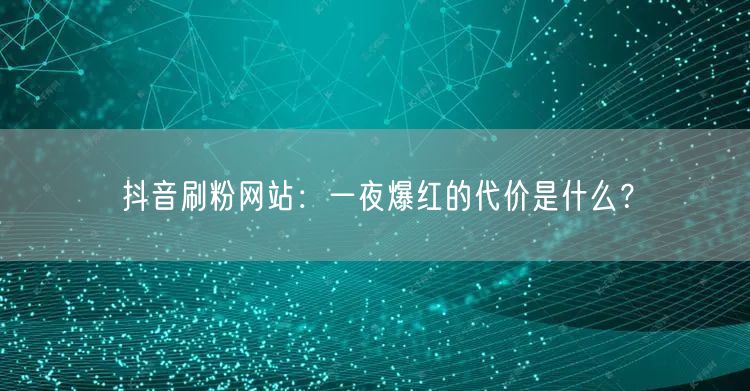 抖音刷粉网站：一夜爆红的代价是什么？