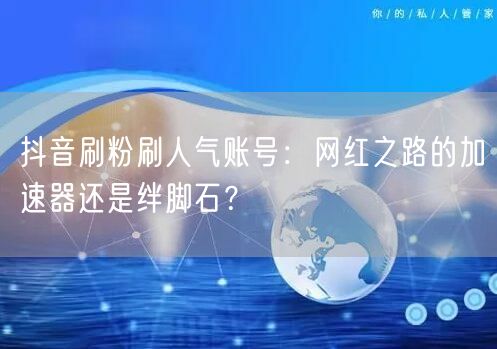 抖音刷粉刷人气账号：网红之路的加速器还是绊脚石？