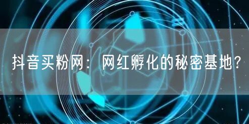 抖音买粉网：网红孵化的秘密基地？