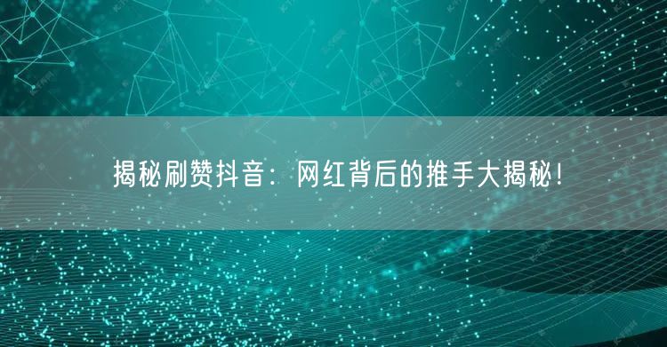 揭秘刷赞抖音：网红背后的推手大揭秘！