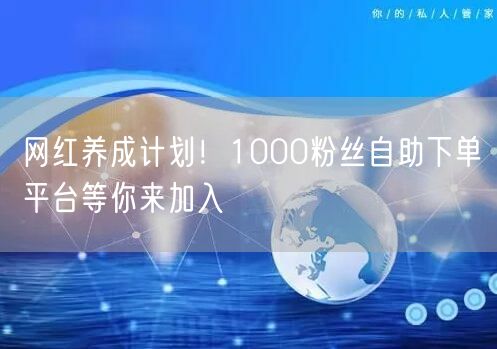 网红养成计划！1000粉丝自助下单平台等你来加入