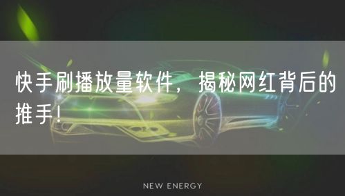 快手刷播放量软件，揭秘网红背后的推手！