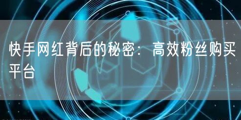 快手网红背后的秘密：高效粉丝购买平台