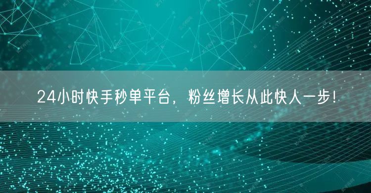 24小时快手秒单平台，粉丝增长从此快人一步！