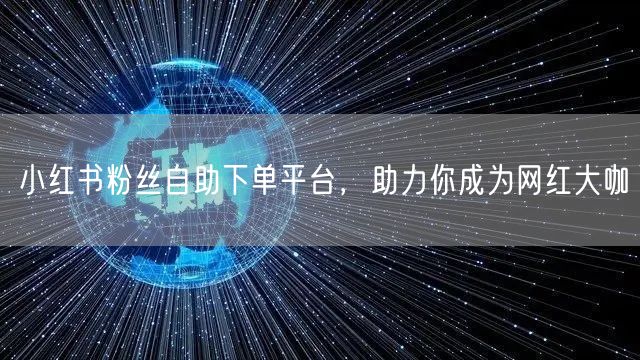 小红书粉丝自助下单平台，助力你成为网红大咖