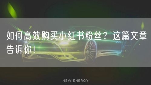 如何高效购买小红书粉丝？这篇文章告诉你！