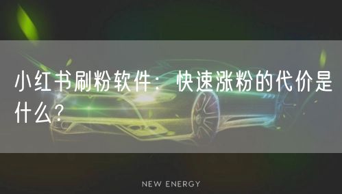 小红书刷粉软件：快速涨粉的代价是什么？