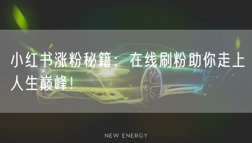 小红书涨粉秘籍：在线刷粉助你走上人生巅峰！