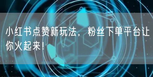 小红书点赞新玩法，粉丝下单平台让你火起来！