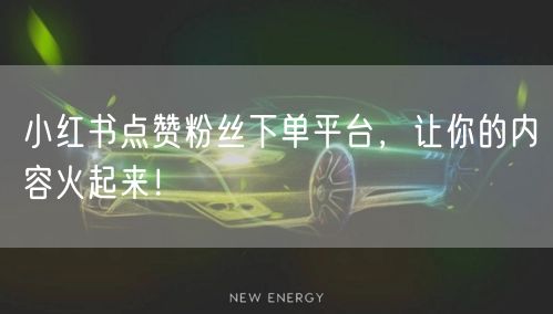 小红书点赞粉丝下单平台，让你的内容火起来！