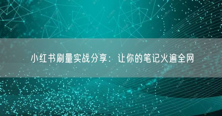小红书刷量实战分享：让你的笔记火遍全网