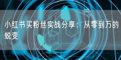 小红书买粉丝实战分享：从零到万的蜕变