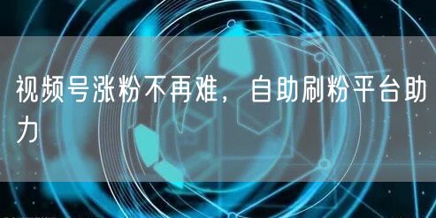 视频号涨粉不再难，自助刷粉平台助力