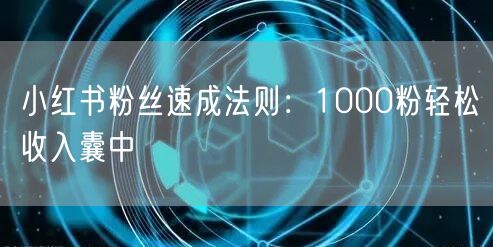 小红书粉丝速成法则：1000粉轻松收入囊中