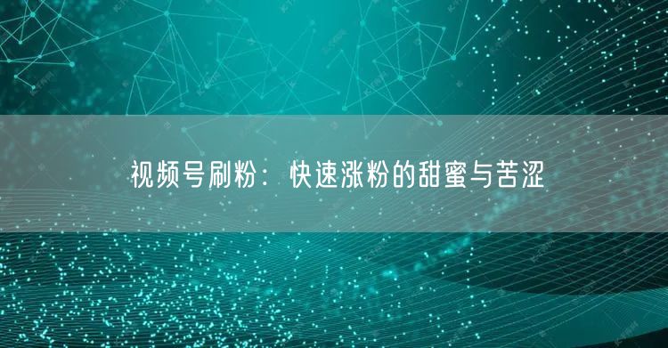 视频号刷粉：快速涨粉的甜蜜与苦涩