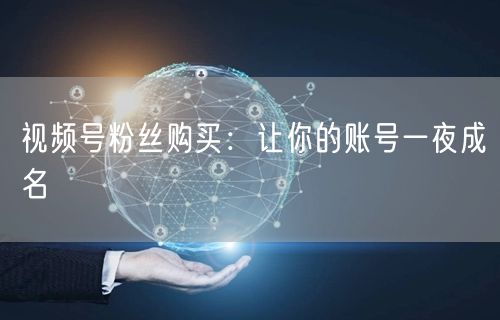 视频号粉丝购买：让你的账号一夜成名