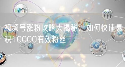 视频号涨粉攻略大揭秘：如何快速累积10000有效粉丝