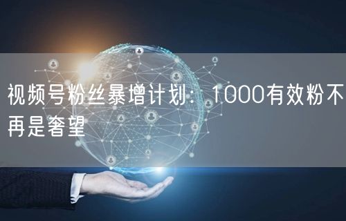 视频号粉丝暴增计划：1000有效粉不再是奢望
