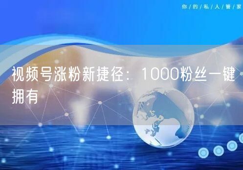 视频号涨粉新捷径：1000粉丝一键拥有