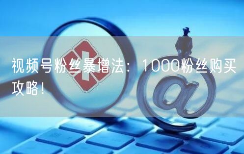 视频号粉丝暴增法：1000粉丝购买攻略！