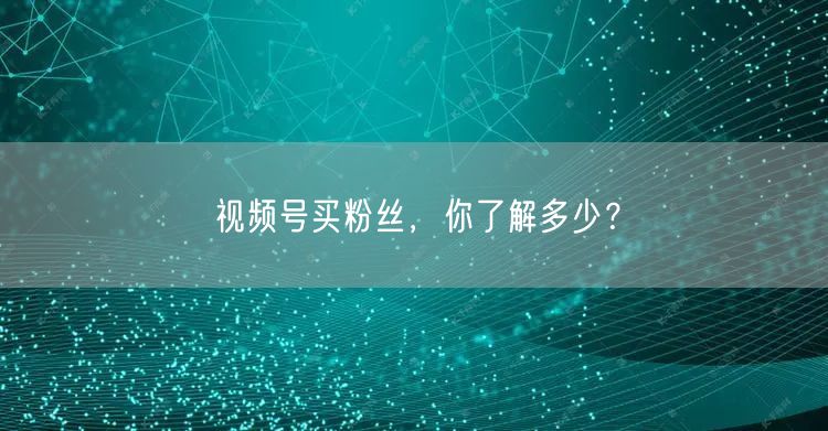 视频号买粉丝，你了解多少？